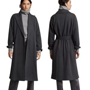 New Polo Ralph Lauren Flannel Belted Wrap Coat Gray Size 10